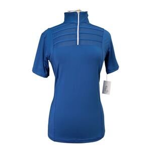 Equisite Elaine Polo Shirt Riding Equestrian Short Sleeve Blue XS Horse NWT